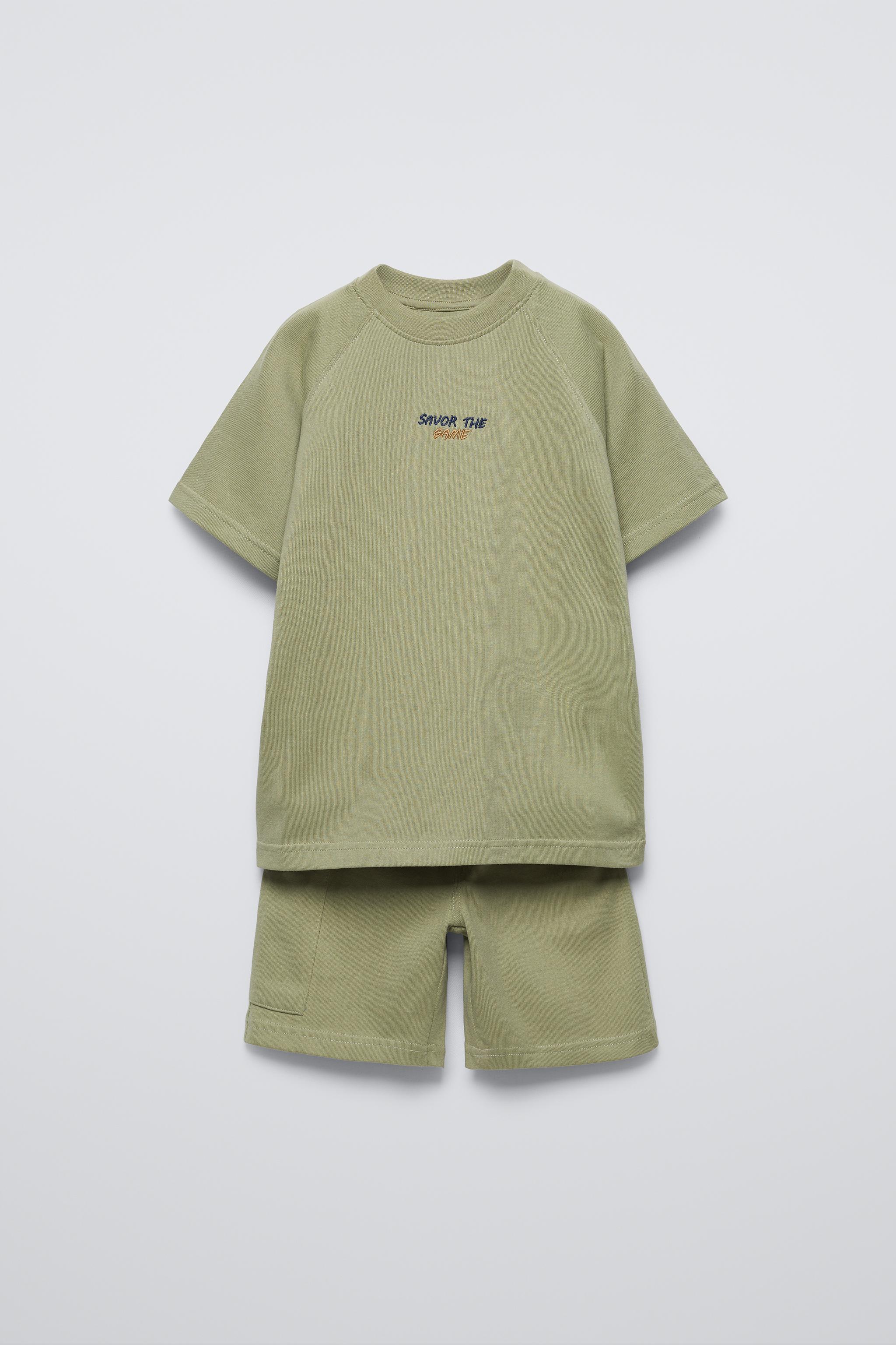 TEXT T-SHIRT AND SHORTS MATCHING SET Zara