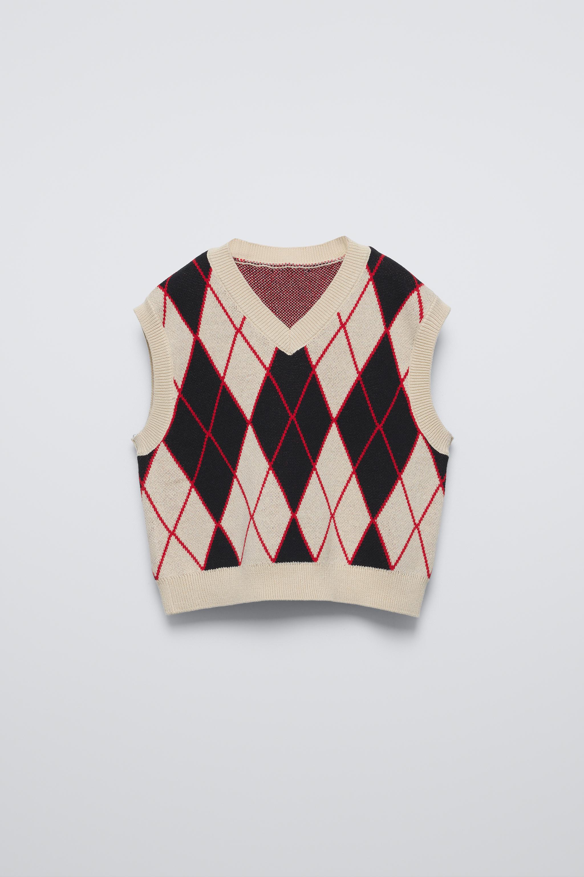 KNIT ARGYLE VEST Zara