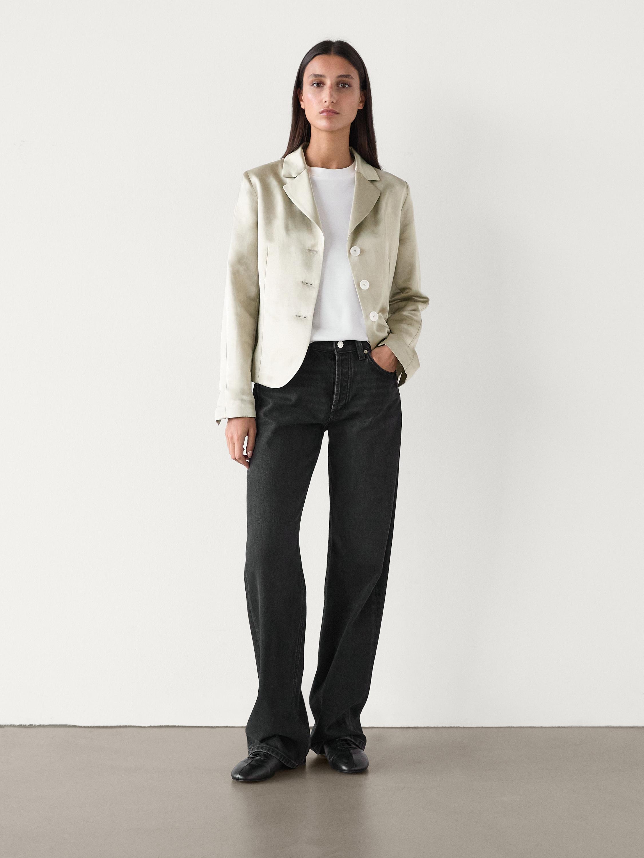 Fitted satin blazer Massimo Dutti