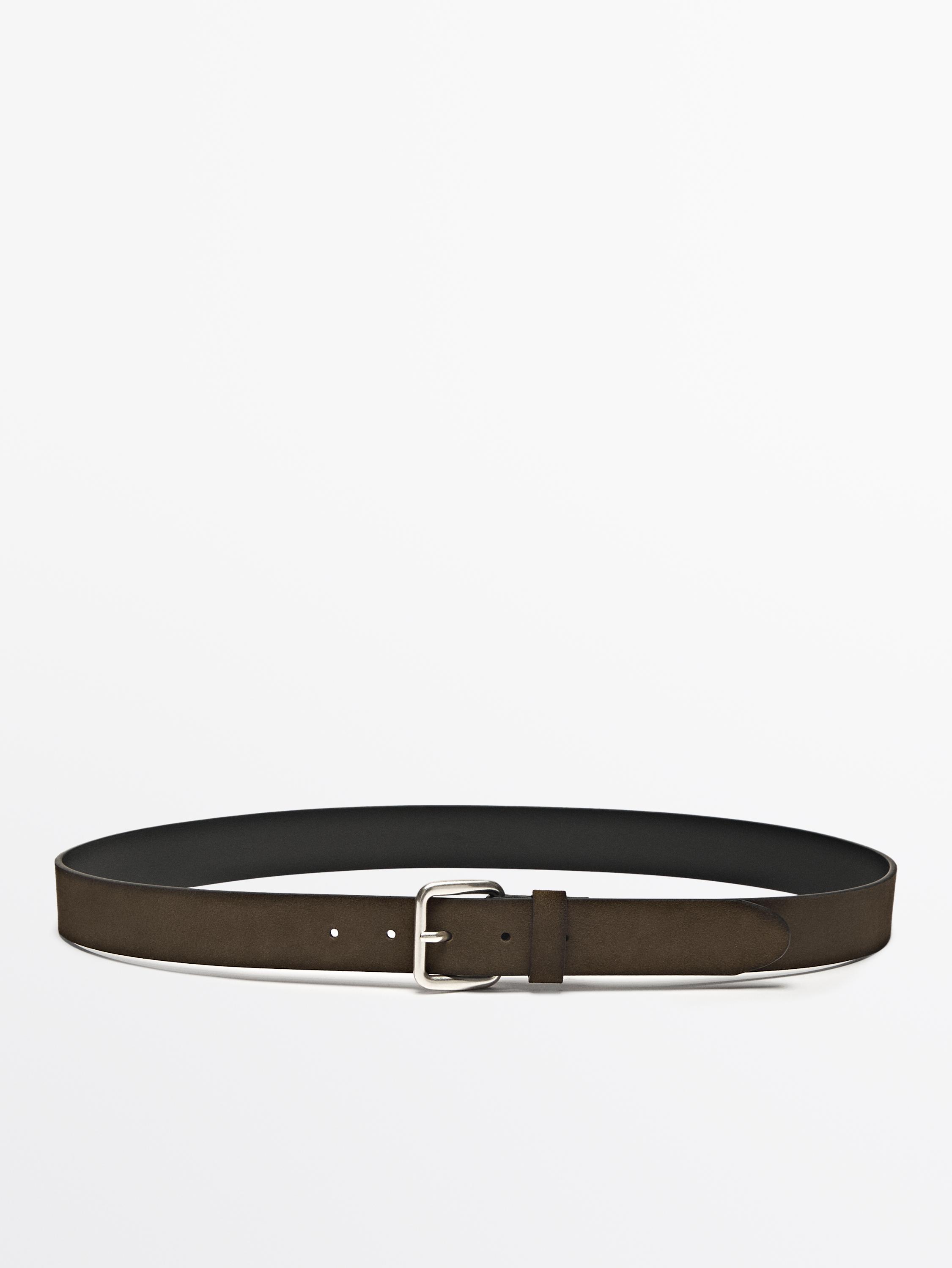 Shaded split suede leather belt Massimo Dutti