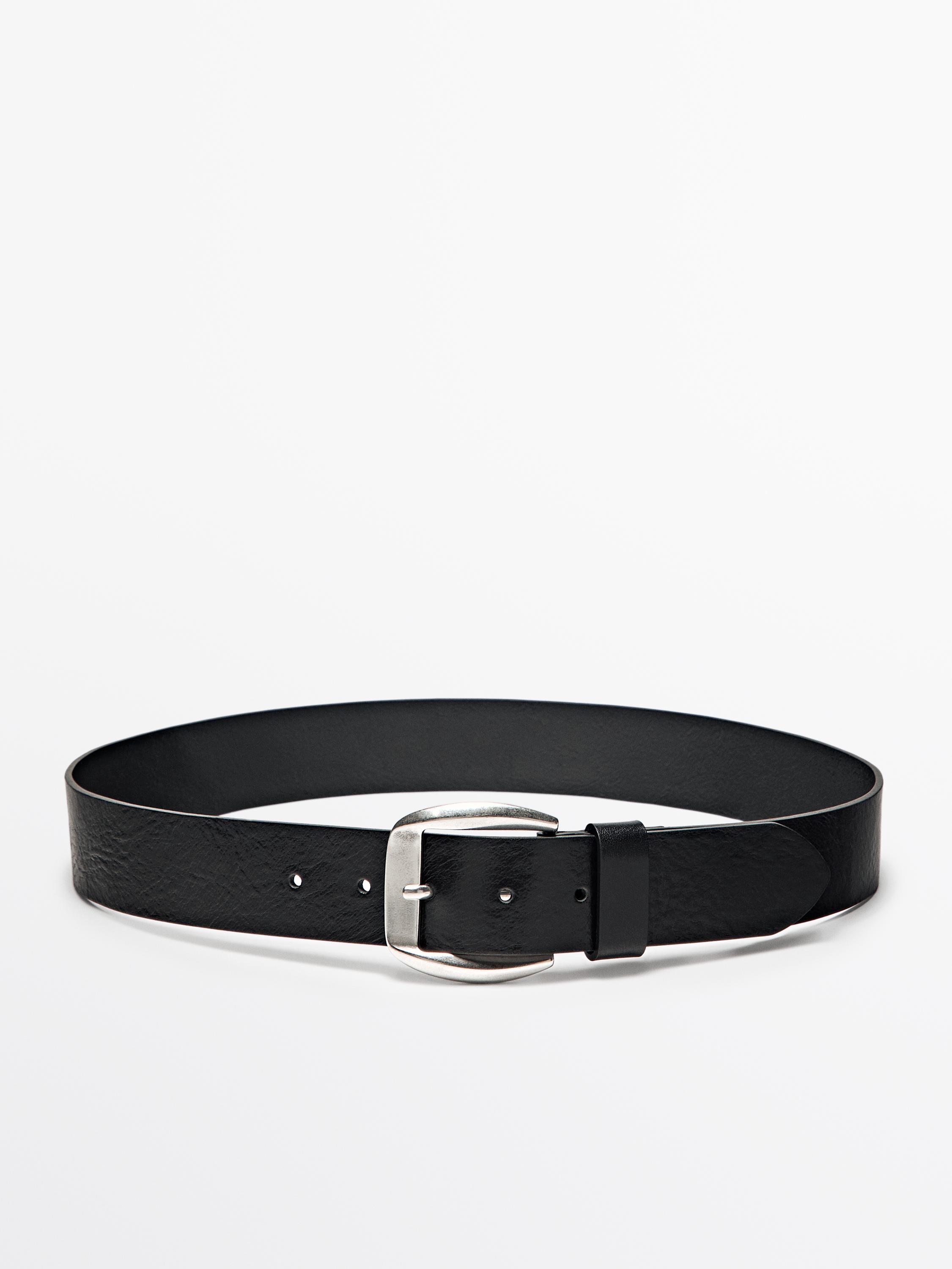 Leather belt with square buckle Massimo Dutti