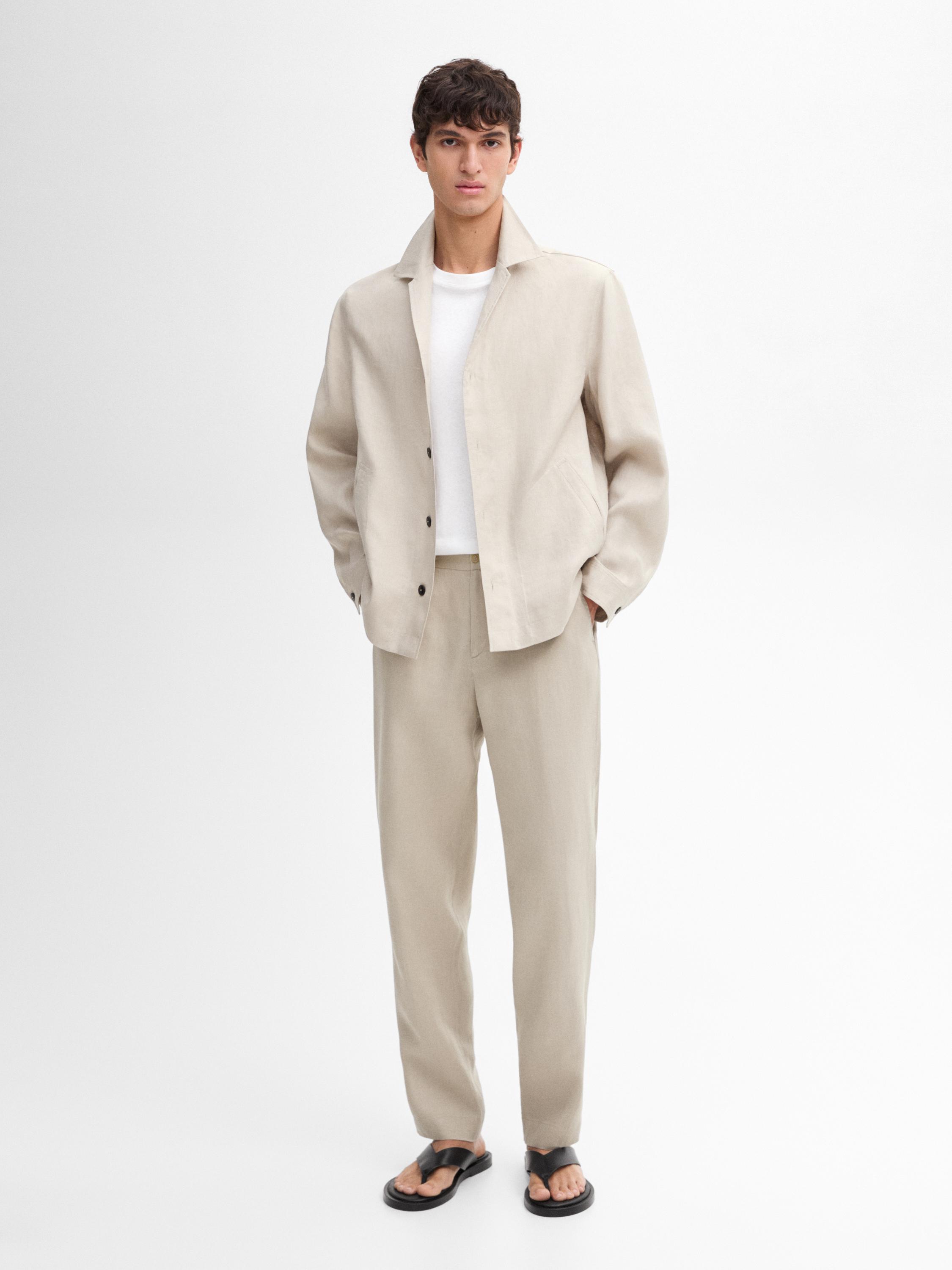 100% linen co-ord overshirt Massimo Dutti