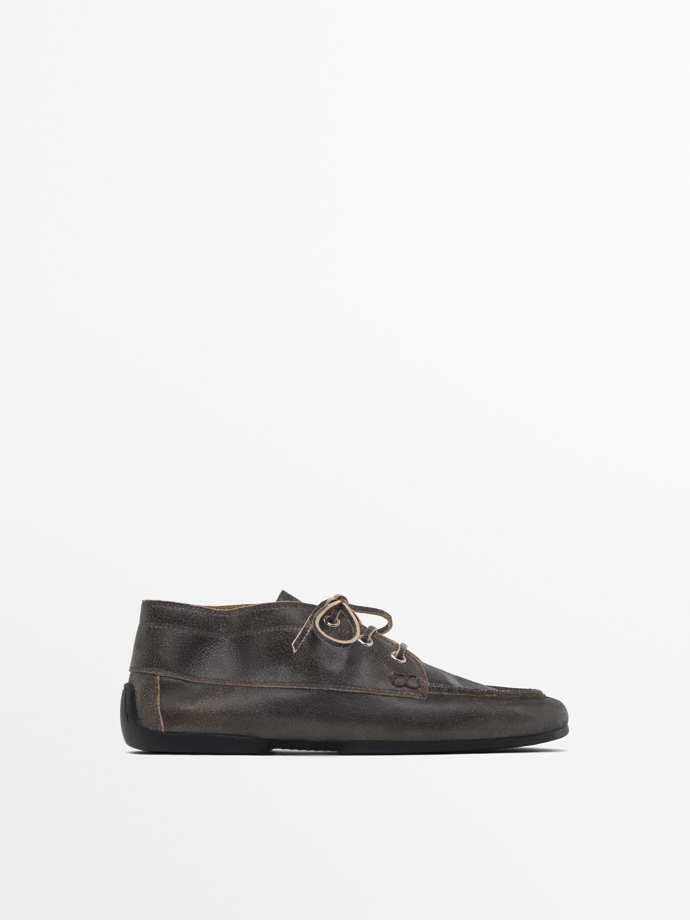 Leather boot-style deck shoes Massimo Dutti