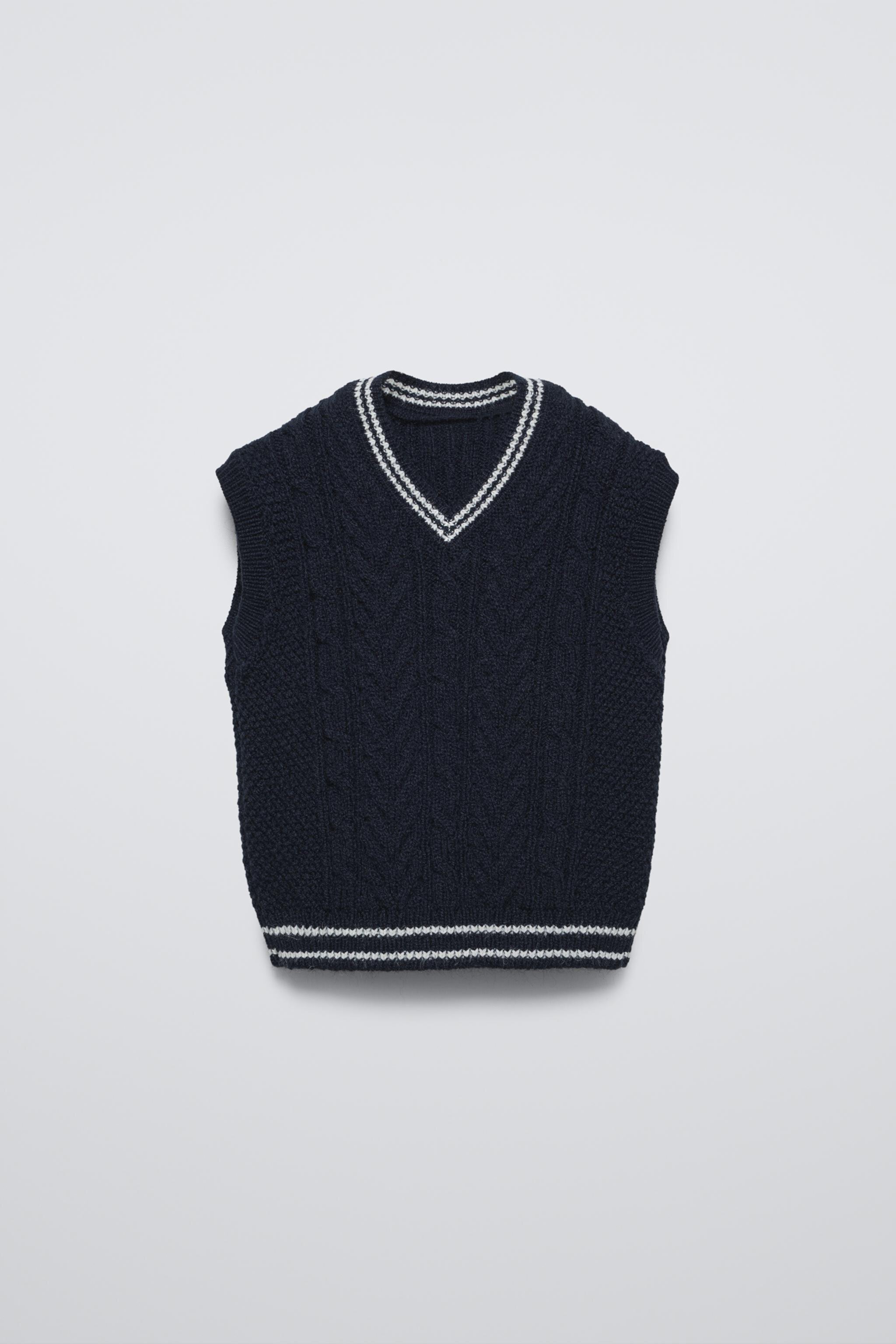 CONTRAST TRIM KNIT VEST Zara