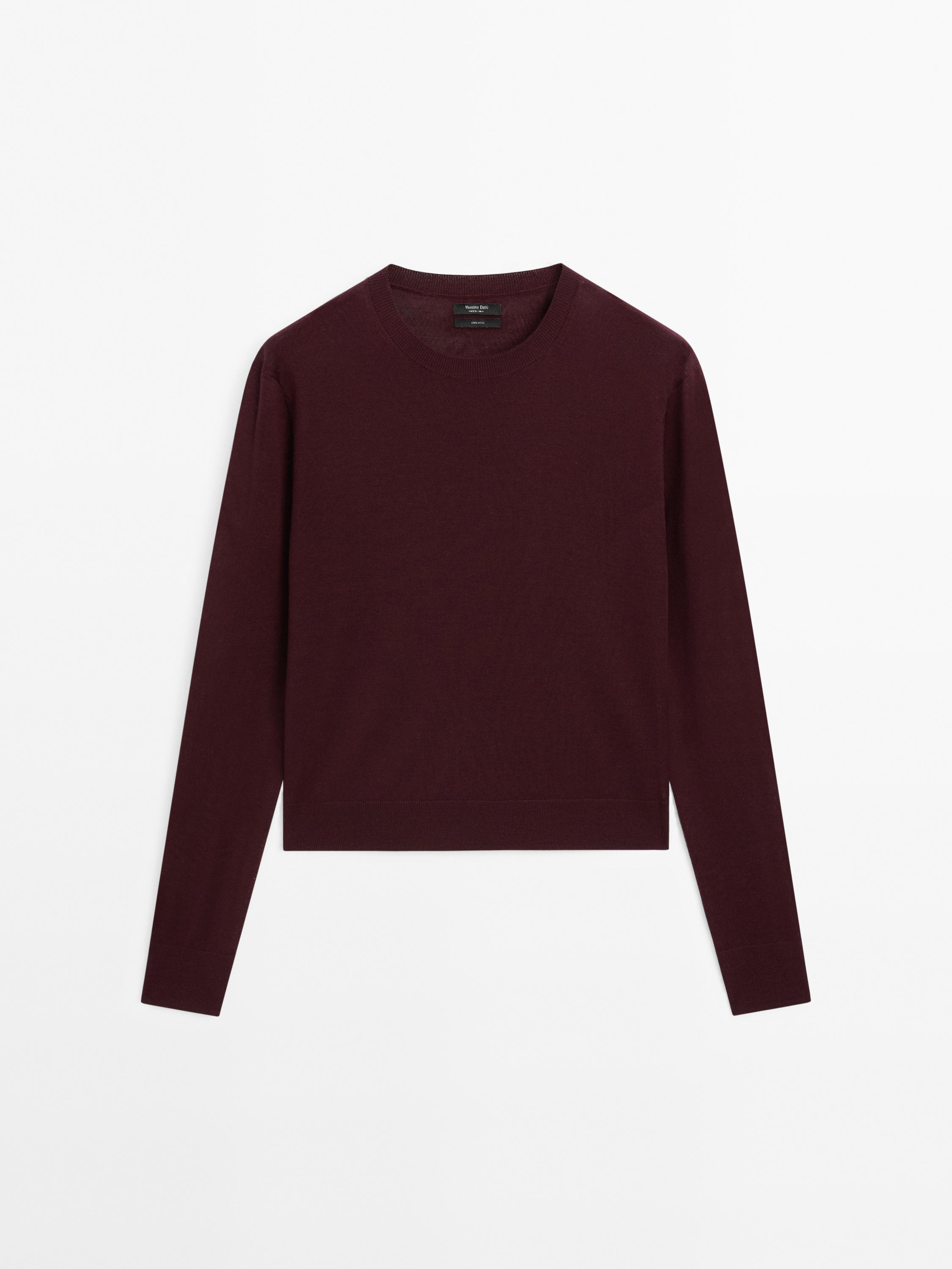 Knit wool blend sweater with crew neck Massimo Dutti