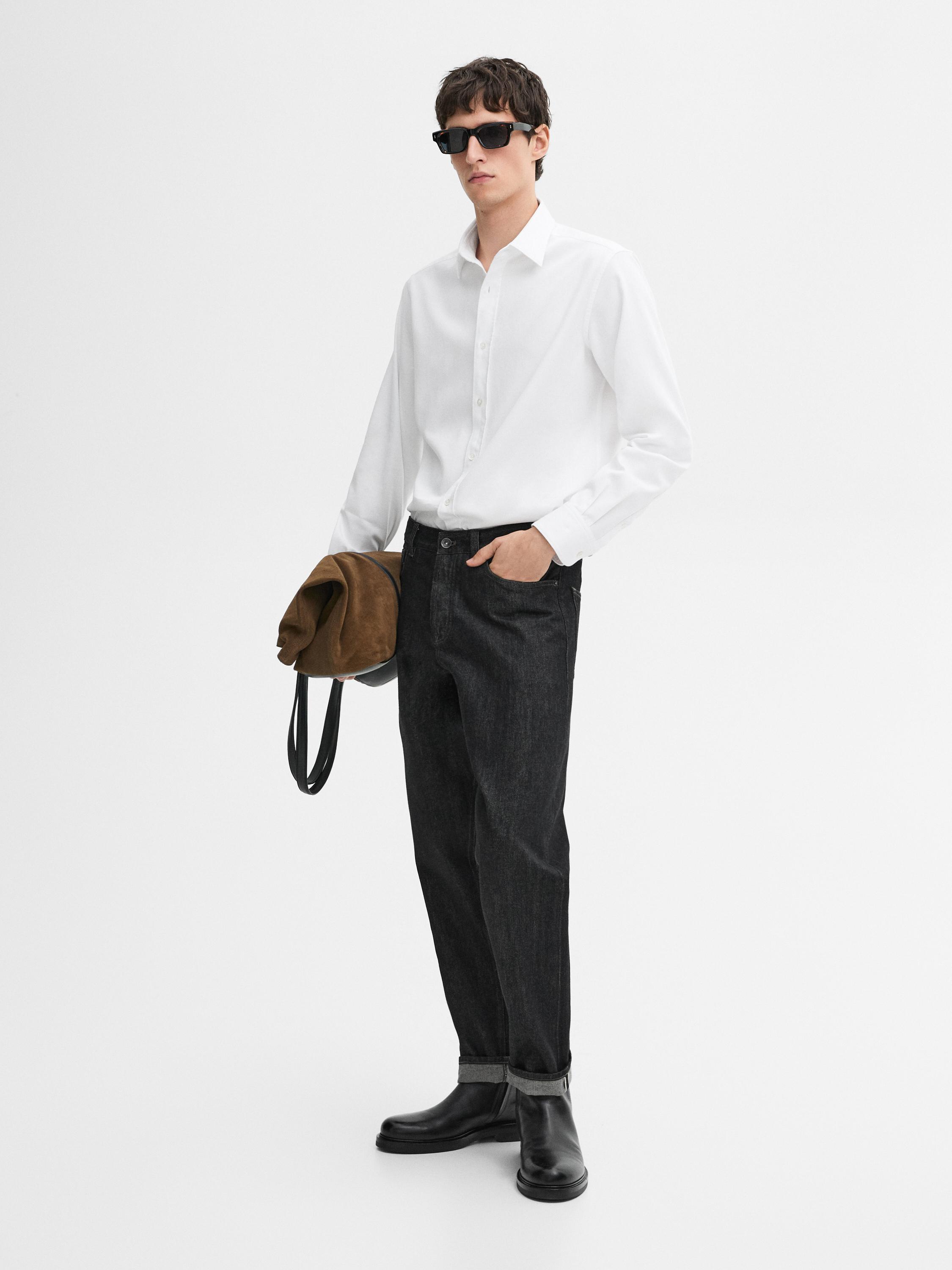 Regular fit textured cotton shirt Massimo Dutti