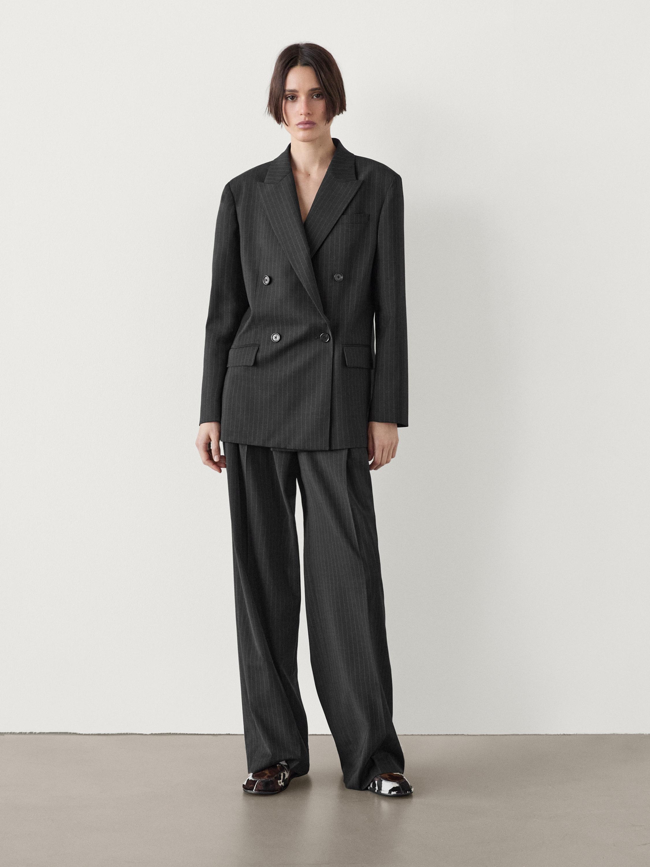 Pleated pinstripe trousers Massimo Dutti