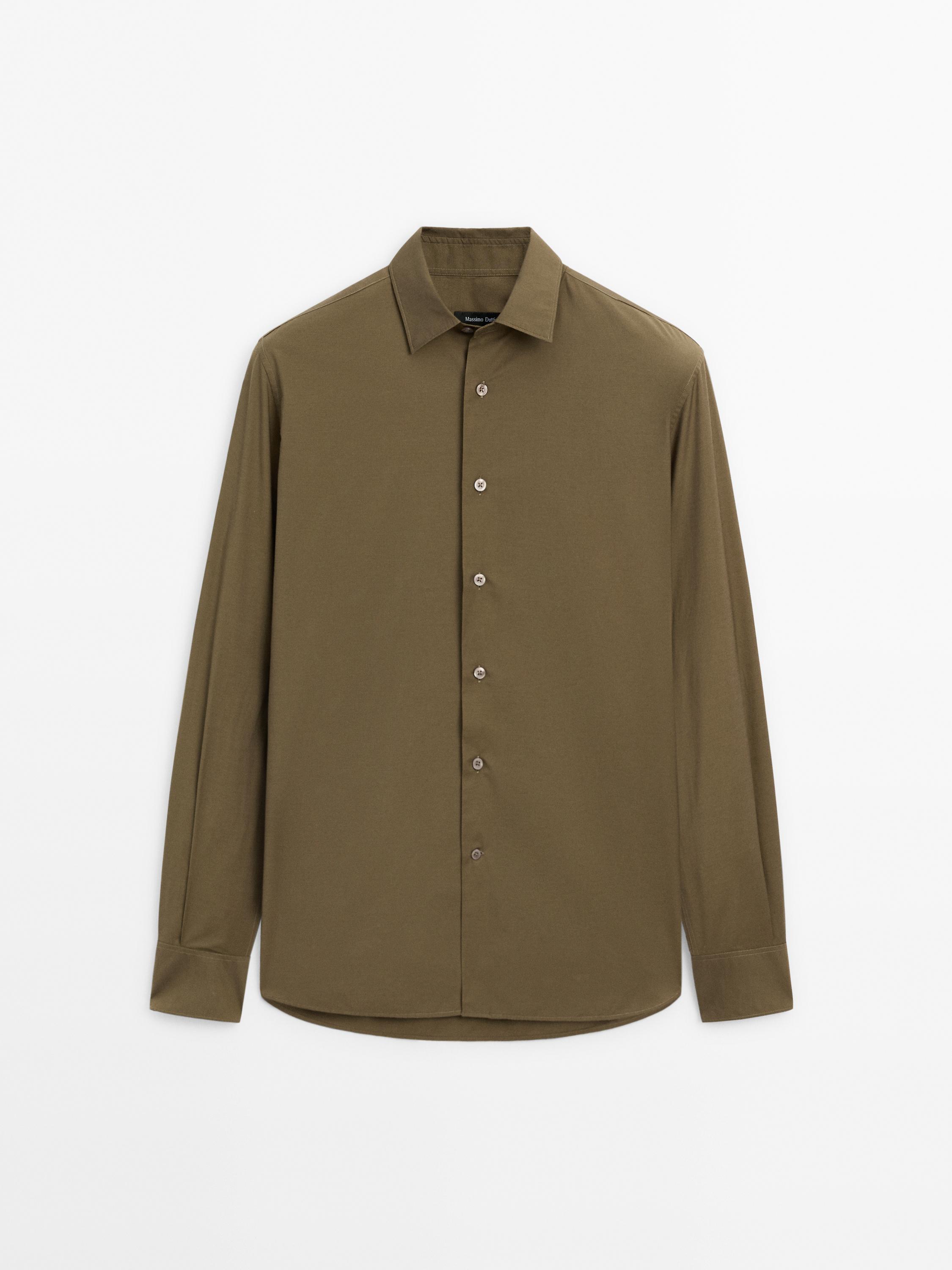 Cotton blend poplin shirt Massimo Dutti