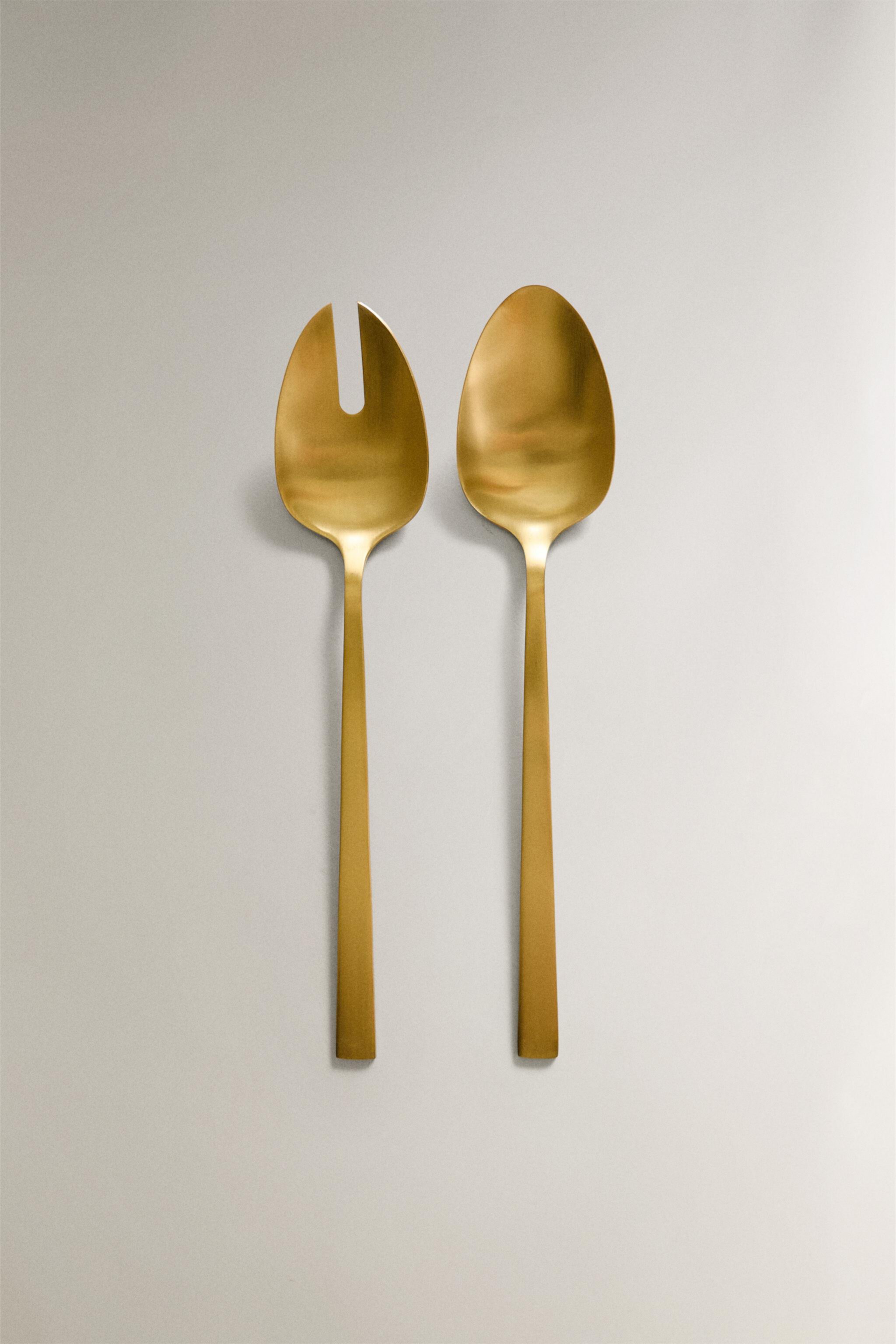 SET OF GOLD STEEL SALAD FLATWARE (SET OF 2) Zara Home