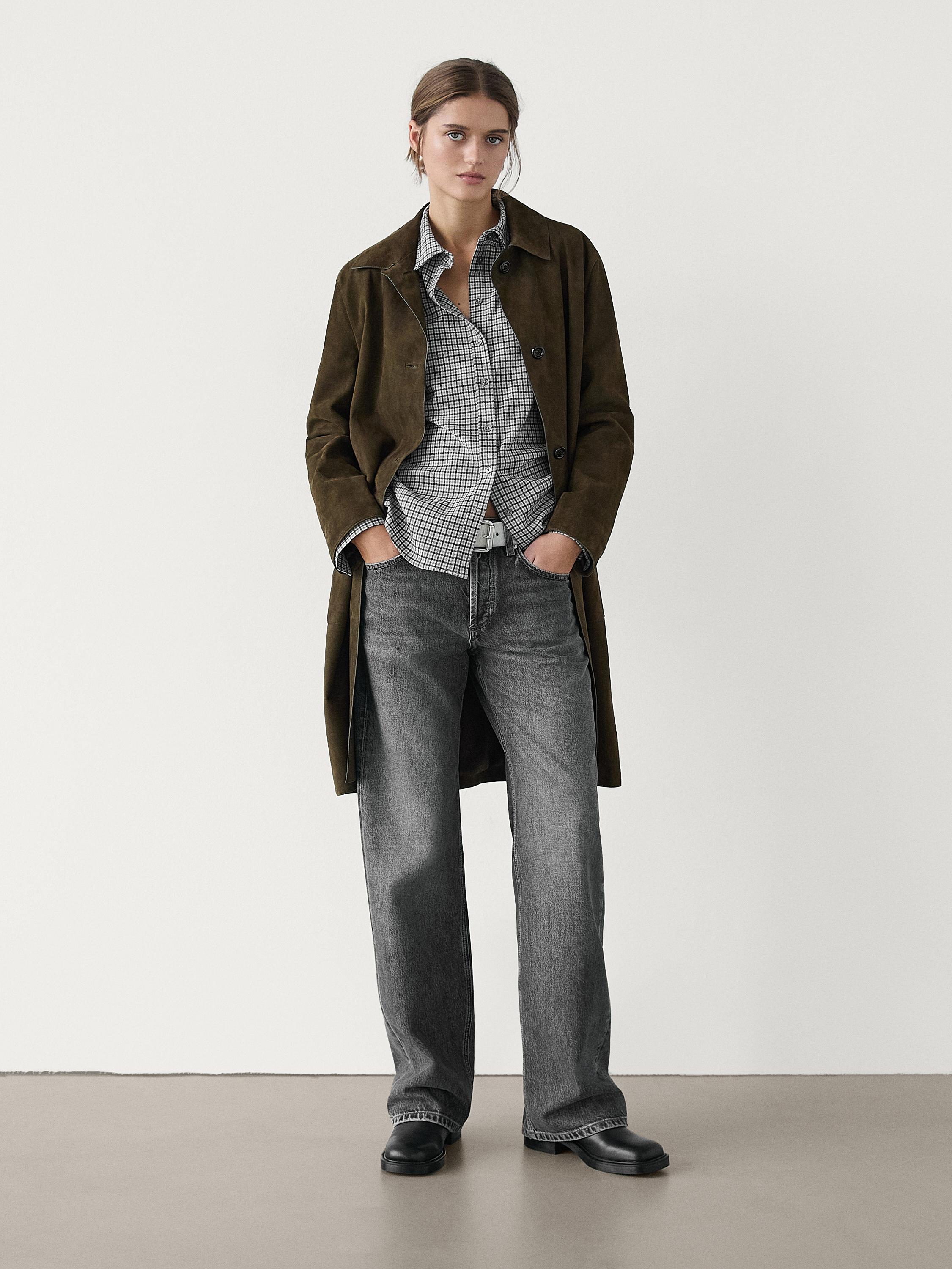 Check wool blend shirt Massimo Dutti