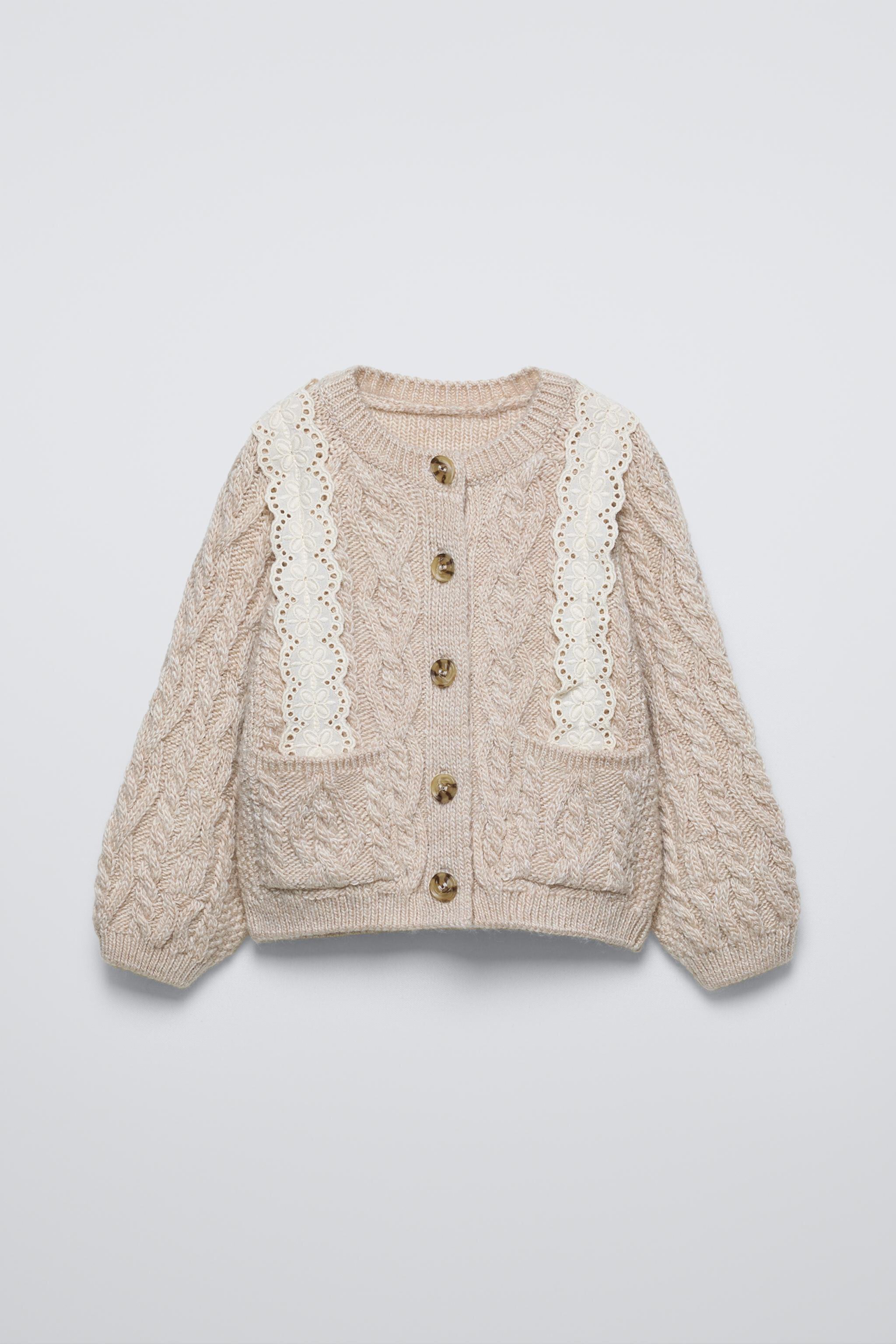 LACE TRIM KNIT CARDIGAN Zara