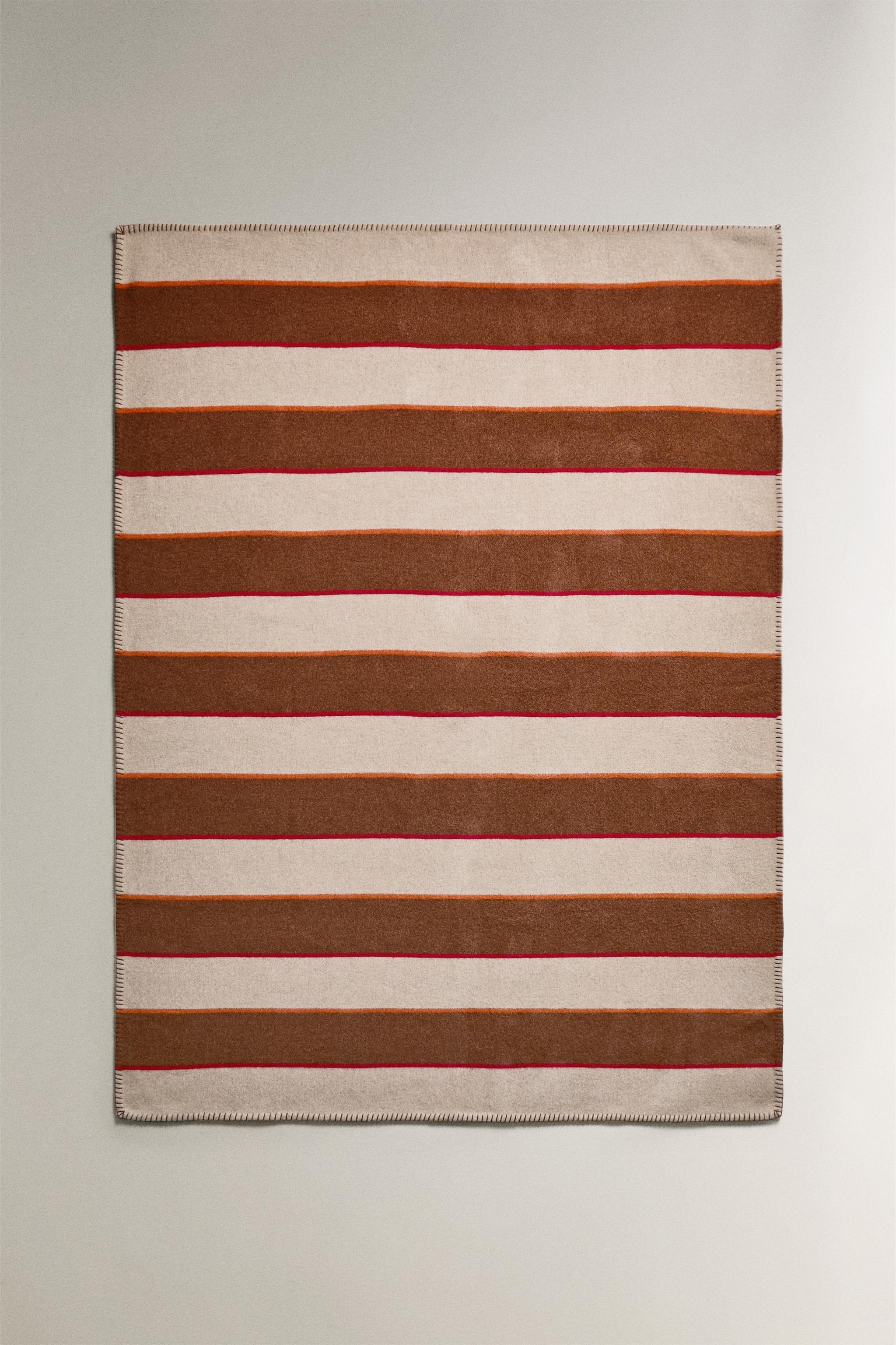 WOOL & CASHMERE BLANKET WITH MULTICOLORED STRIPES Zara Home