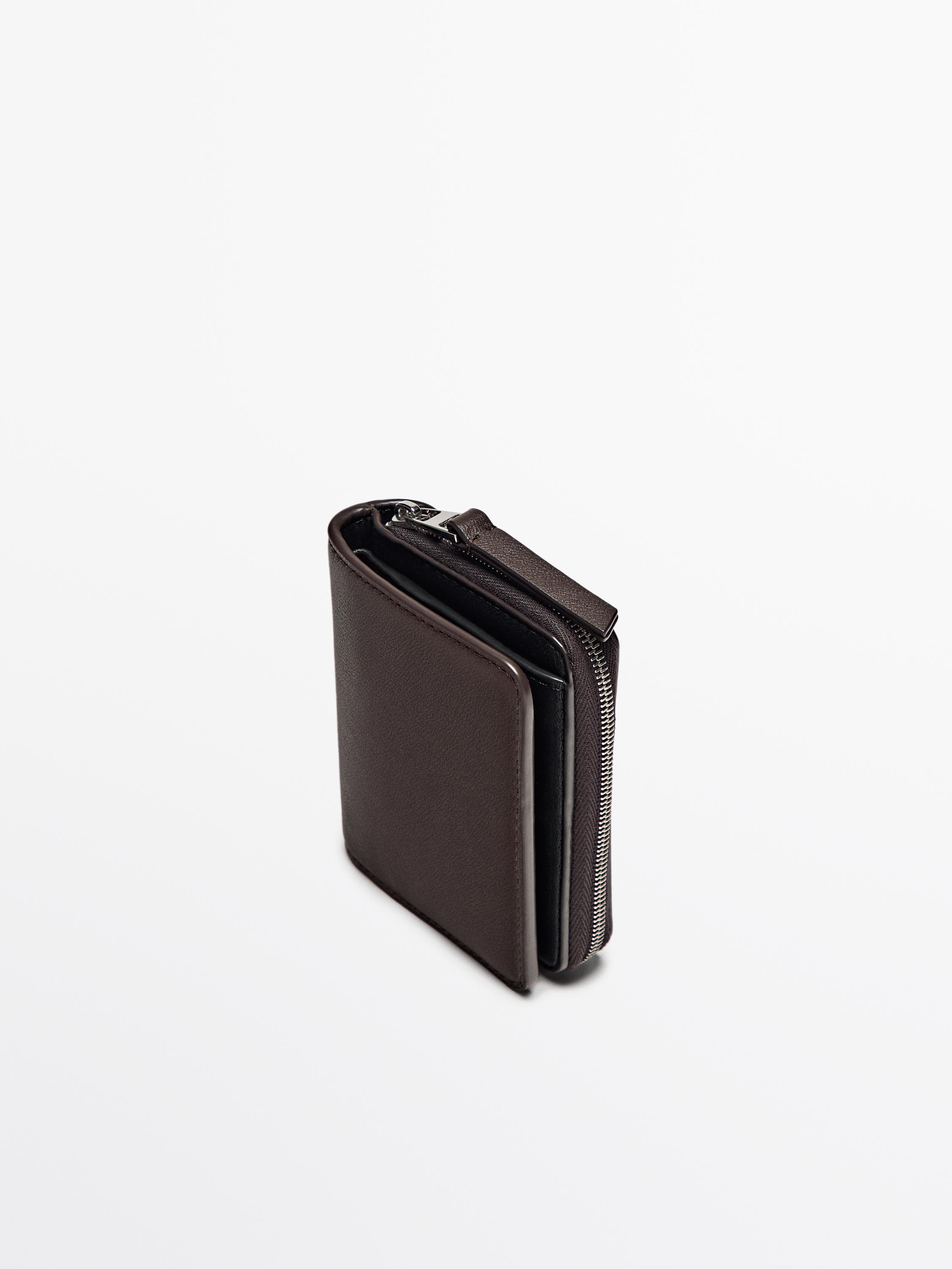 Nappa leather wallet with card holder Massimo Dutti