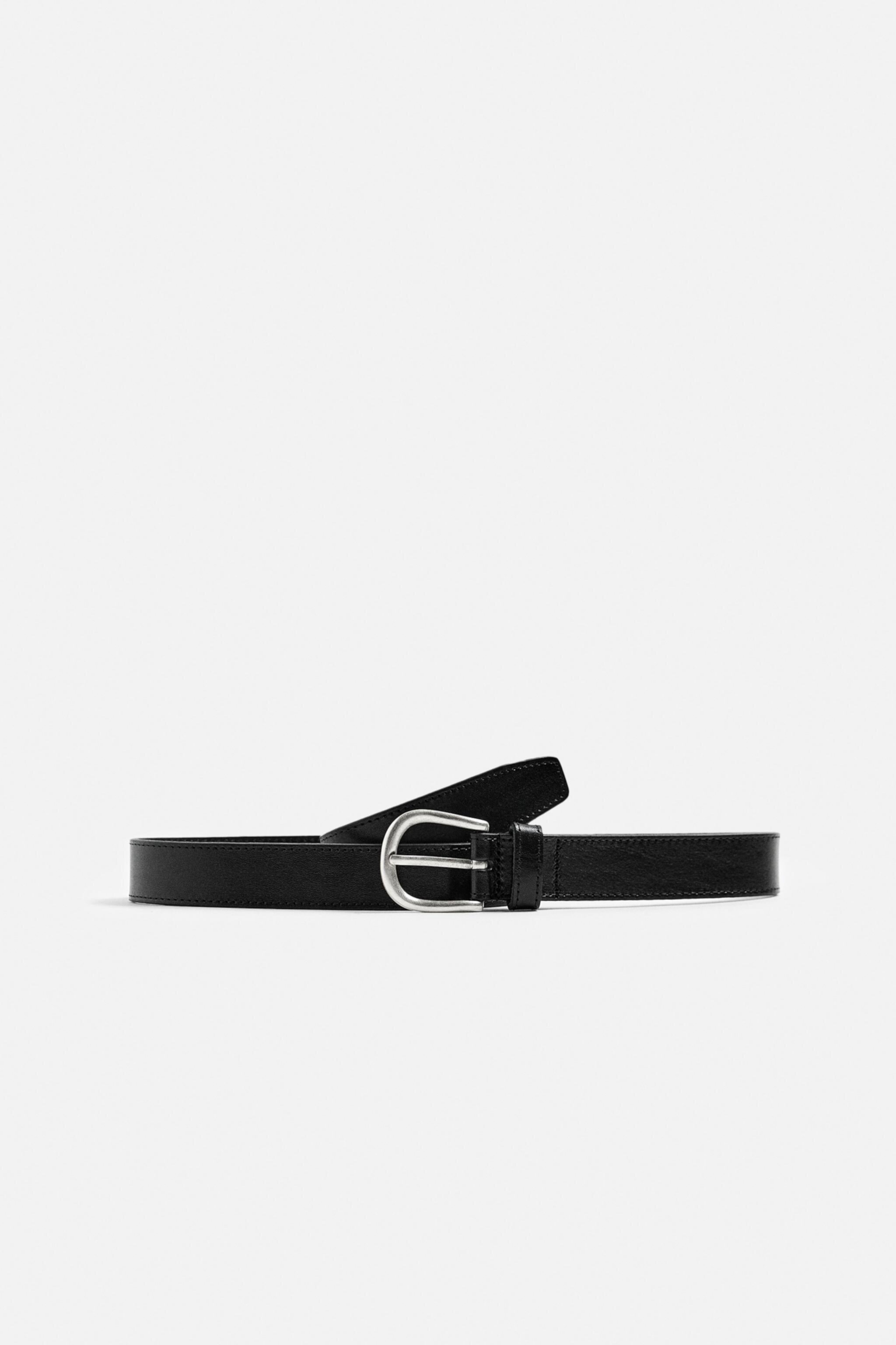 TOPSTITCHED LEATHER BELT Zara