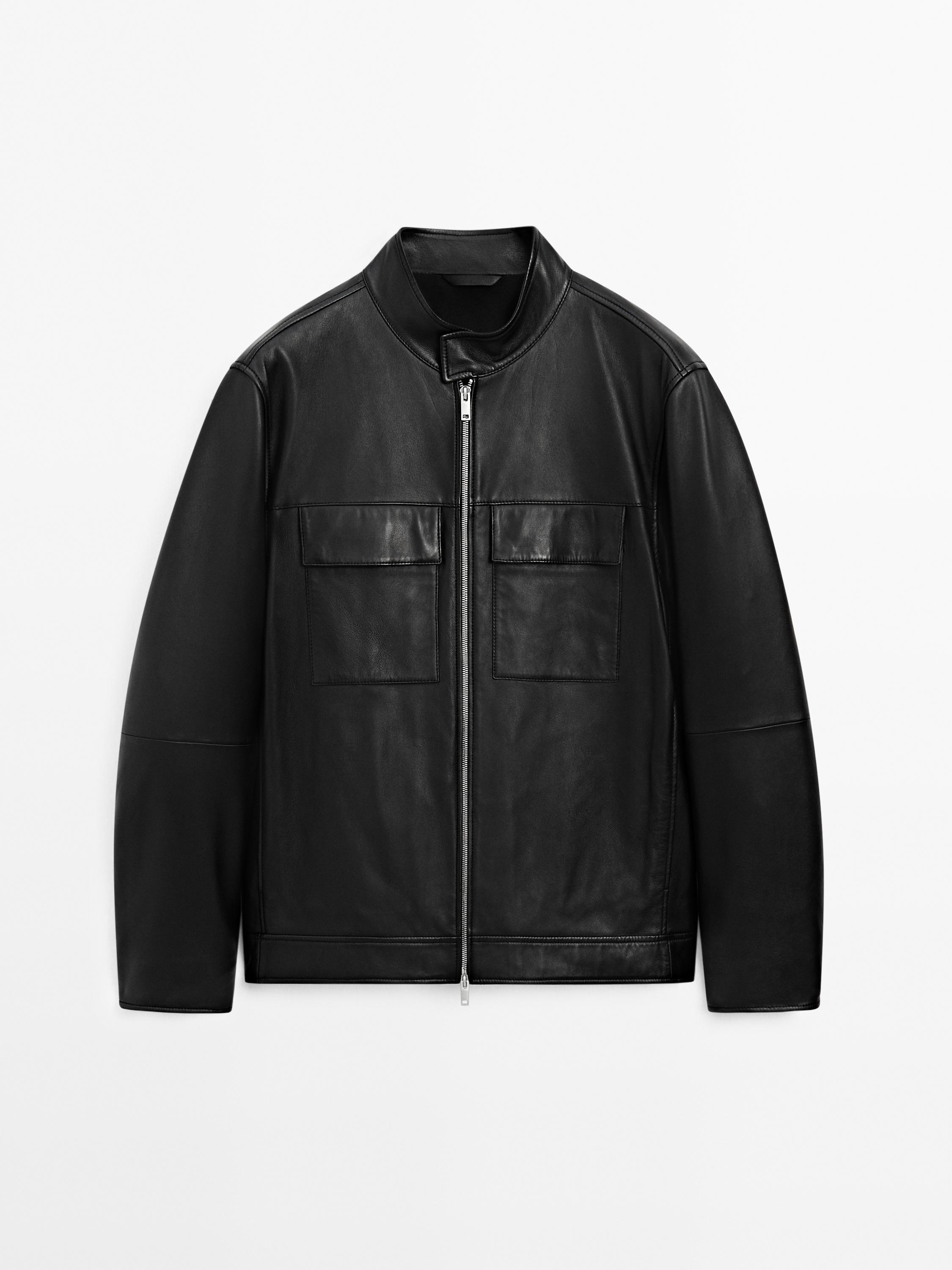 Nappa leather jacket with pockets Massimo Dutti