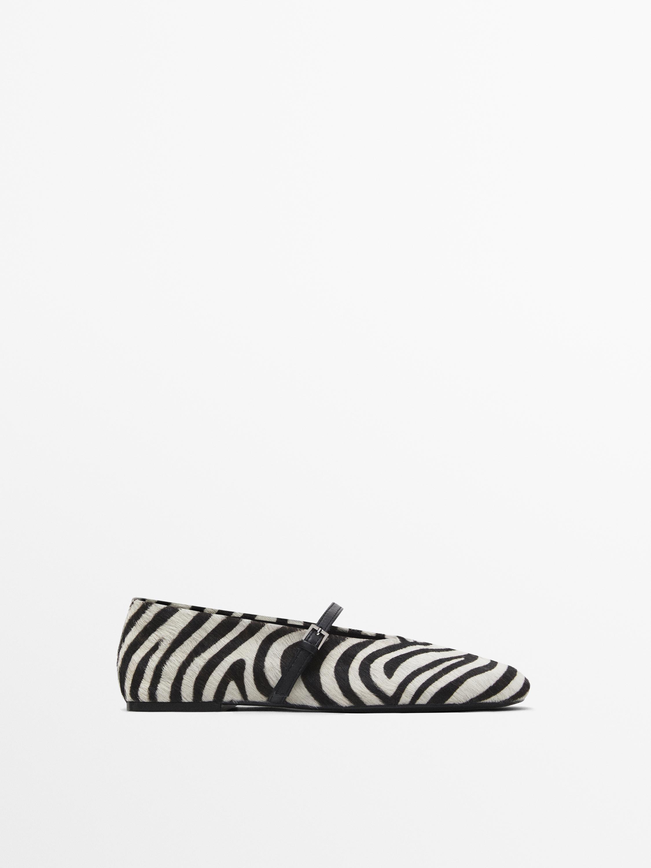 Animal print ballerinas with strap Massimo Dutti