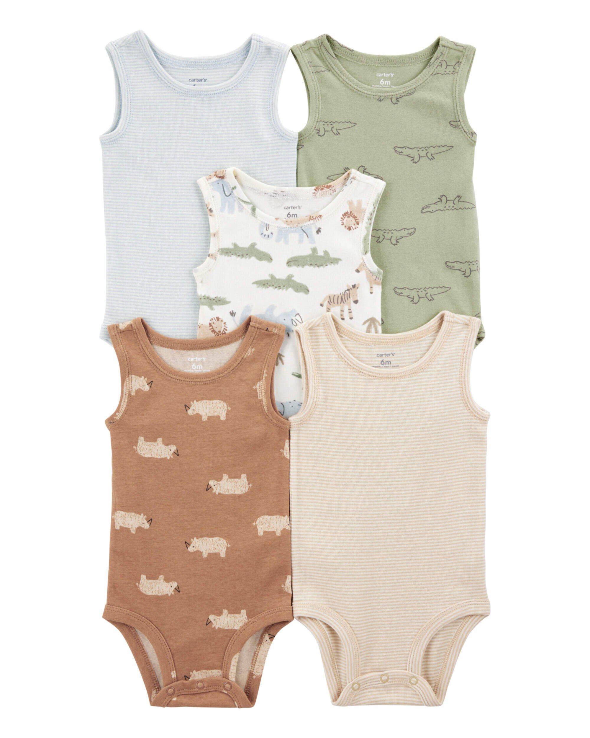 Baby 5-Pack Animals Sleeveless Bodysuits Carter's