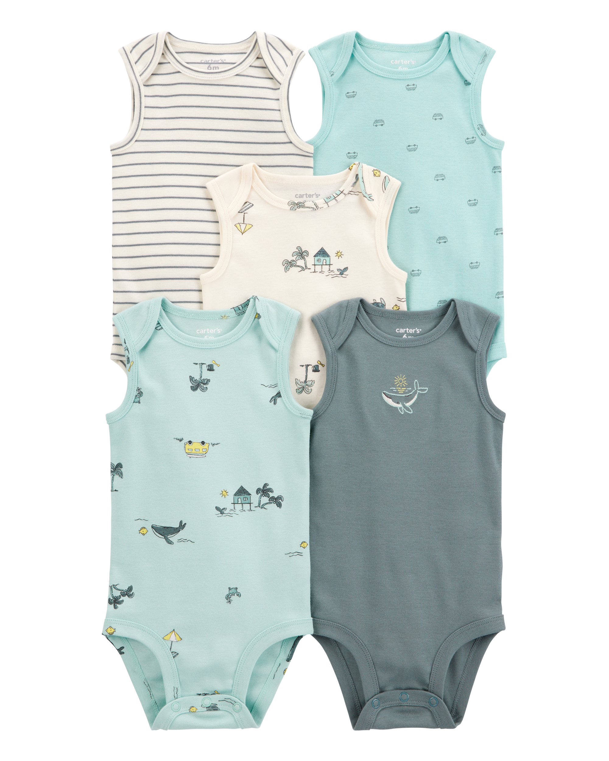 Baby 5-Pack Ocean Print Sleeveless Bodysuits Carter's