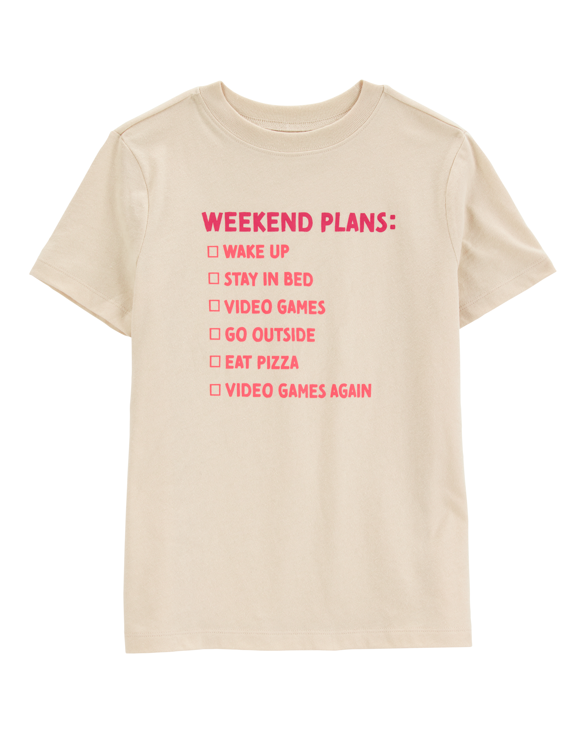 Футболка с графикой Kid Weekend Plans от Carter's с коротким рукавом и веселым слоганом Carter's