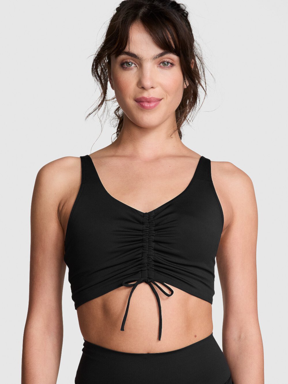 Relay Ruched Plunge Sports Bra Pink