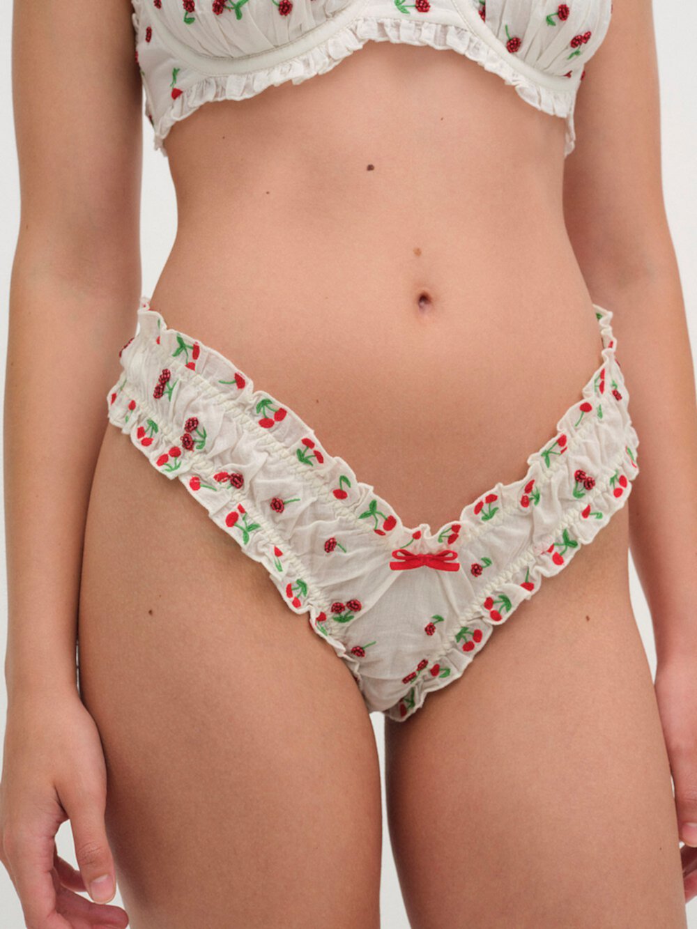 Beaded Cherries Thong Panty For LOVE & LEMONS