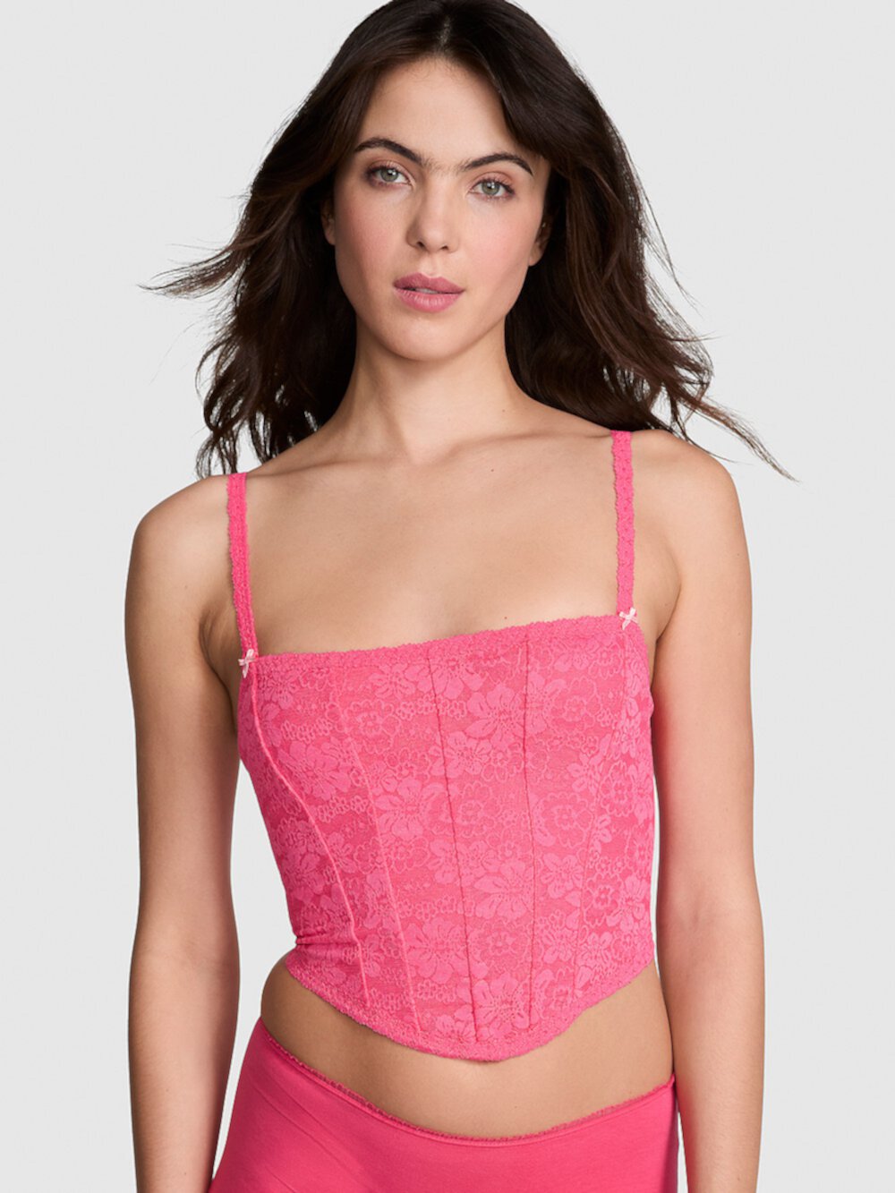 Корсетный топ PINK без косточек из хлопка с вышивкой и рюшами PINK Bralettes & Bra Tops