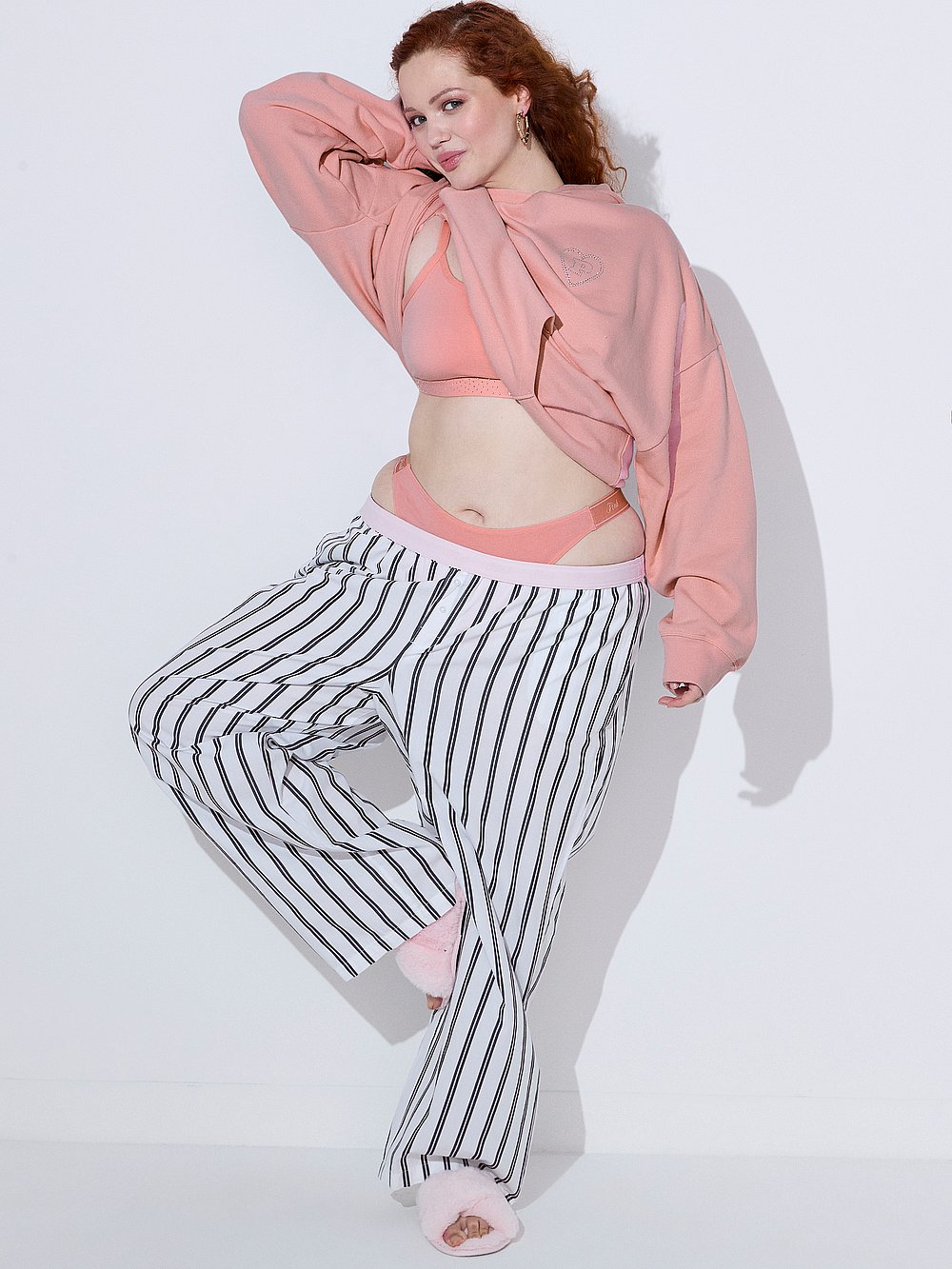 Cotton Poplin Logo Sleep Pants Pink