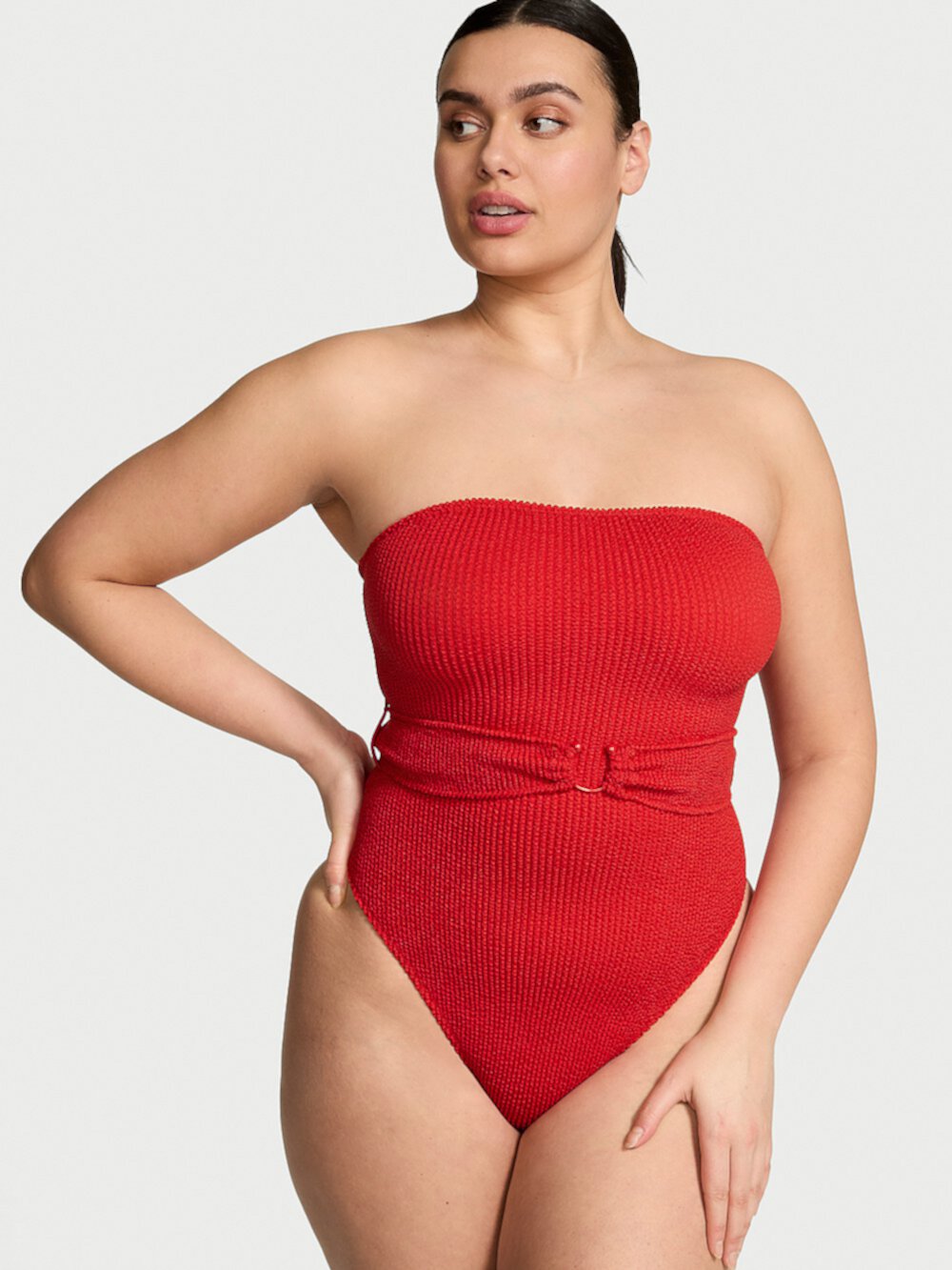 Crinkle Belted Strapless One-Piece Swimsuit Victoria's Secret Swim