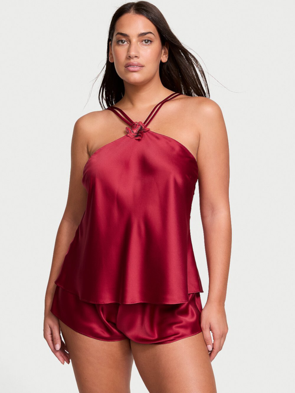 Red Rose Halter Cami & Flutter Shorts Set Victoria's Secret