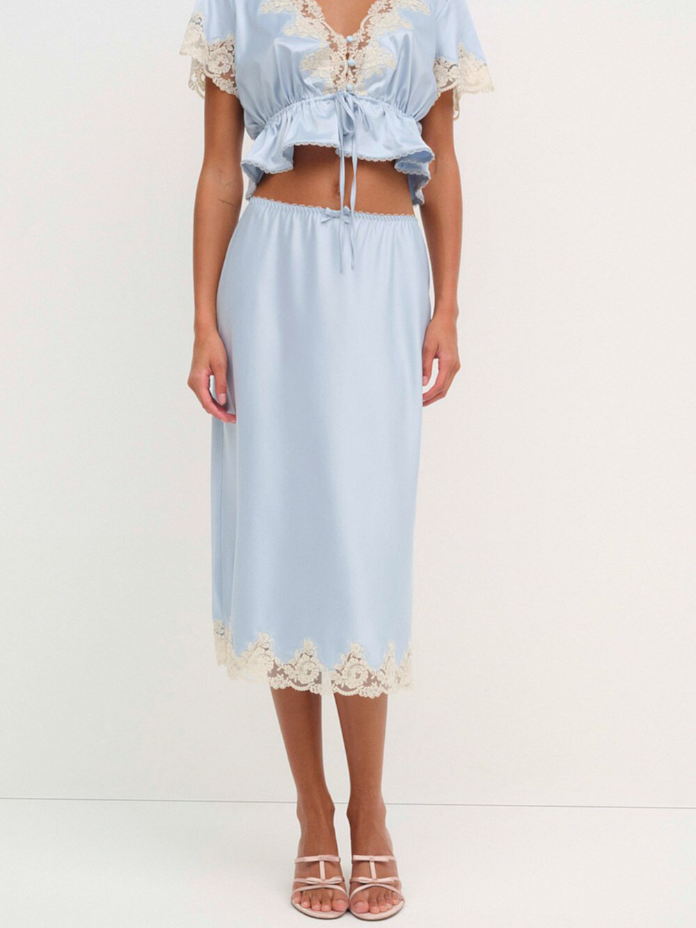 Sweetheart Satin Midi Skirt For LOVE & LEMONS