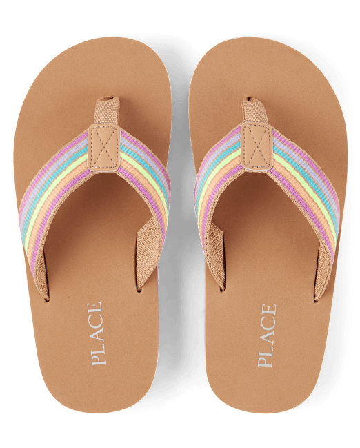 Girls Striped Flip Flops The Children`s Place