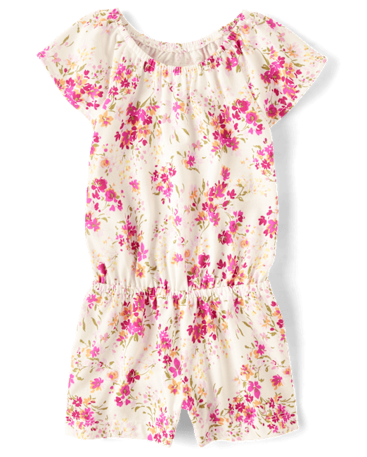 Baby And Toddler Girls Tropical Flutter Romper The Children`s Place