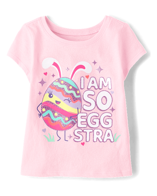 Футболка для девочек на Пасху с принтом 'I Am So Eggstra', 100% хлопок The Children`s Place