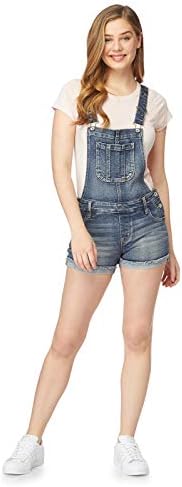 WallFlower Women's Juniors Vintage Retro Mid-Rise Casual Loose Fit Denim Shortalls WallFlower