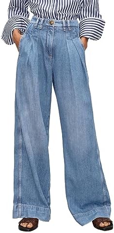 PLNOTME Women's High Waisted Wide Leg Jeans Baggy Mom Casual Denim Pants Plnotme