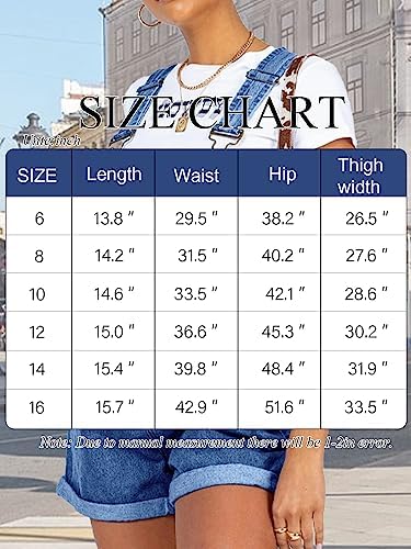 PLNOTME Women's Cute Denim Shorts Overall Summer Adjustable Straps Wide Leg Jeans Shortalls with Pockets Plnotme