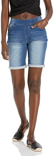 WallFlower Women's Pull On Bermuda Denim Shorts 9" High-Rise Insta Soft Juniors WallFlower