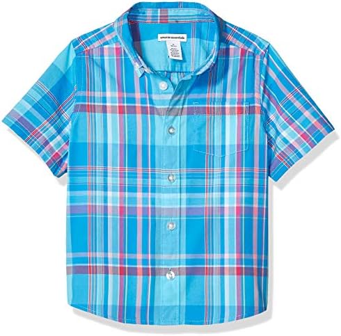 Amazon Essentials Boys and Toddlers' Short-Sleeve Woven Poplin Chambray Button-Down Shirt Amazon Essentials