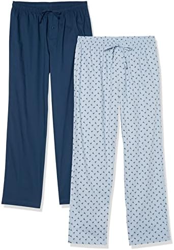 Amazon Essentials Men's Cotton Poplin Full-Length Pajama Bottoms, Pack of 2 Amazon Essentials