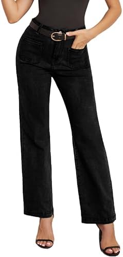 Women Jeans Straight High Waisted Stretchy Trendy Pants with Pocket Jeans for Women Ettelo