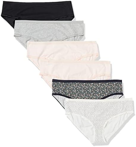 Amazon Essentials Women's Cotton Hipster Underwear (Available in Plus Size), Pack of 6 Amazon Essentials