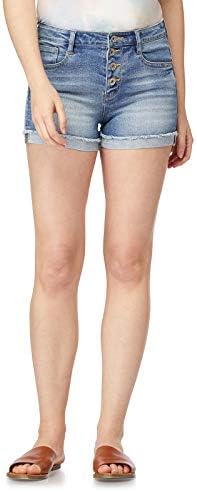 WallFlower Women's Juniors Sky High-Rise Vintage Denim Shorts WallFlower