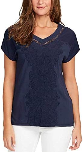 Gloria Vanderbilt Ladies V-Neck Embroidered Cotton Top Gloria Vanderbilt