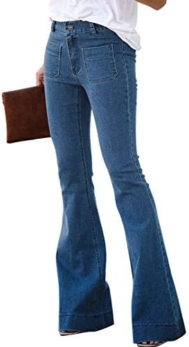 Sidefeel Women's Flare Jeans Strenchy High Waisted Bell Bottom Bootcut Denim Pants Sidefeel