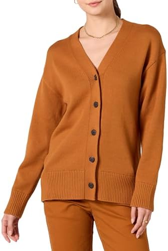 Amazon Essentials Women's V-Neck Midweight Relaxed-Fit Cardigan Sweater Amazon Essentials