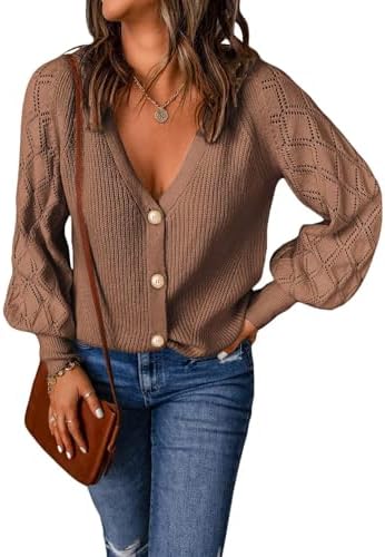 Astylish Women Long Sleeve Open Front Knit Button Down Cardigan Sweaters Astylish