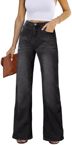 Astylish Womens Baggy Wide Leg Casual Jeans Crossover Waisted Stretchy Boyfriend Y2K Denim Pants Astylish