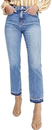 Astylish Womens High Waisted Straight Leg Ankle Jeans Casual Stretch Denim Pants Astylish