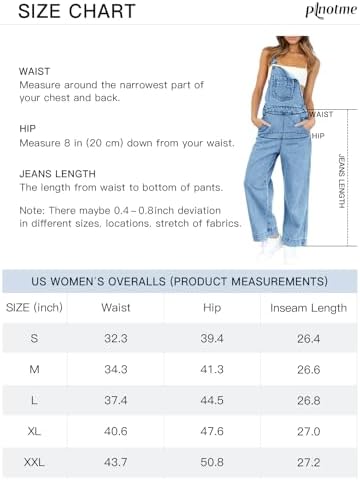 PLNOTME Women's Loose Fit Denim Overalls Casual Revolt Wide Leg Bib Jeans Pants Jumpsuits Plnotme