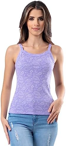 Lee Women's Slim-fit Thin Strap Tank, Violet Paisley, 1X Lee